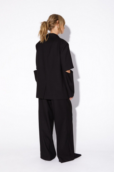 Круглогодичный оверсайз костюм из вискозы и текстиля PiRS 5521 черный - фото 7
