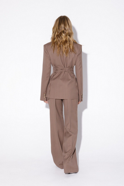 Бежевый жакет из полосатого текстиля с шнуровкой PiRS 5526 бежевый - фото 6