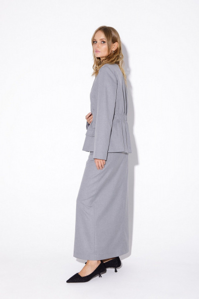 Платье костюм двоий из приталенного жакета и длинной юбки PiRS 5541 серый - фото 6