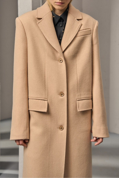 Пальто из шерсти макси с классическим стилем DEVITA 9001-1 бежевый - фото 11