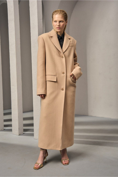 Пальто из шерсти макси с классическим стилем DEVITA 9001-1 бежевый - фото 7