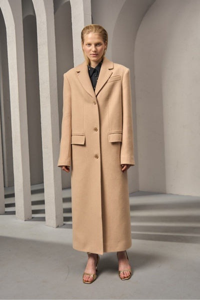 Пальто из шерсти макси с классическим стилем DEVITA 9001-1 бежевый - фото 6