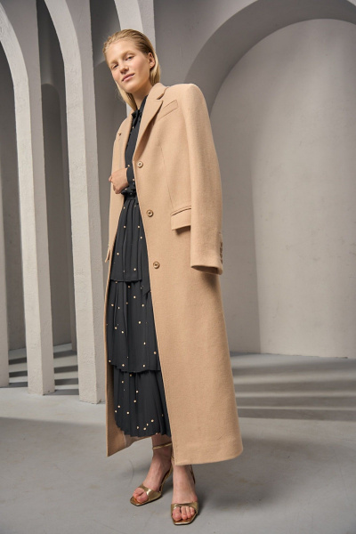 Пальто из шерсти макси с классическим стилем DEVITA 9001-1 бежевый - фото 3