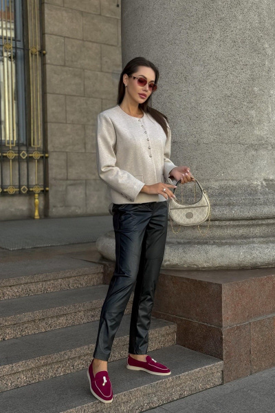 Брюки из эко-кожи с накладными карманами Kaloris 2135 - фото 1