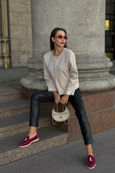 Брюки из эко-кожи с накладными карманами Kaloris 2135 - фото 3