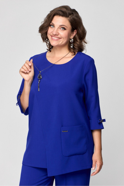 Брюки и жакет классические в синем из текстиля с эластаном Danaida 2182 василек - фото 6