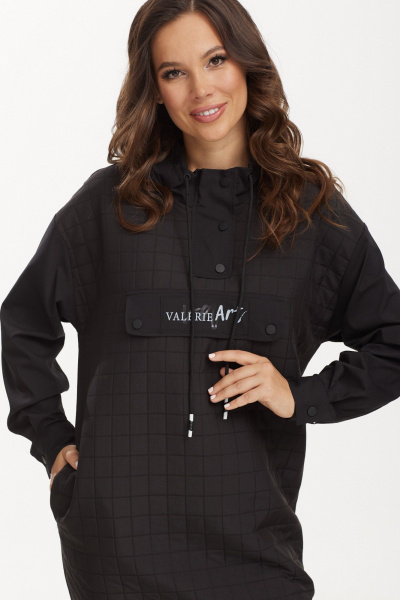 Демисезонное платье свободного кроя с карманами и разрезами Магия моды 2487 черный - фото 5