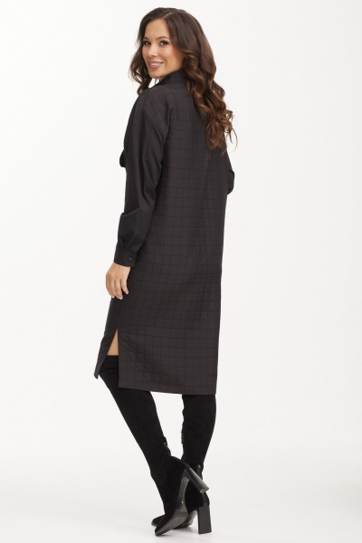 Демисезонное платье свободного кроя с карманами и разрезами Магия моды 2487 черный - фото 2