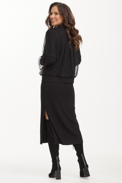 Элегантный кардиган и платье из фактурного трикотажа Магия моды 2493.1 черный - фото 6