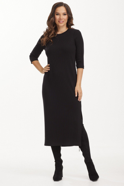 Элегантный кардиган и платье из фактурного трикотажа Магия моды 2493.1 черный - фото 5