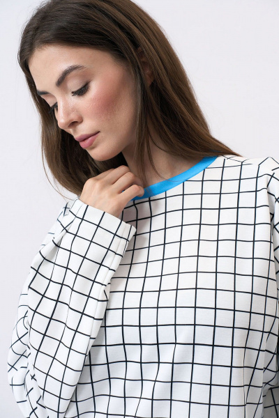 Белый свободный джемпер из вискозы и трикотажа Art Ribbon M1050T - фото 4