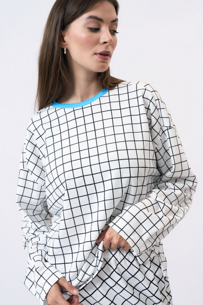 Белый свободный джемпер из вискозы и трикотажа Art Ribbon M1050T - фото 3