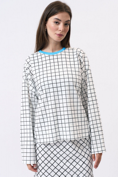 Белый свободный джемпер из вискозы и трикотажа Art Ribbon M1050T - фото 1