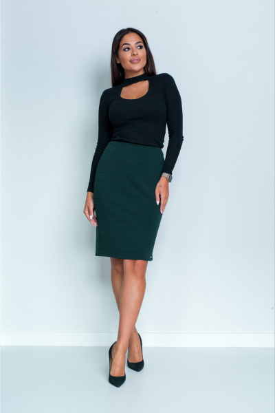 Зеленая юбка-карандаш из вискозы и трикотажа Nika.PL 0504101 зеленый - фото 1