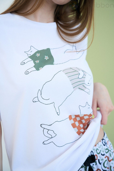 Комплект из футболки и шорт из легкой вискозы и трикотажа Art Ribbon G1011 - фото 4