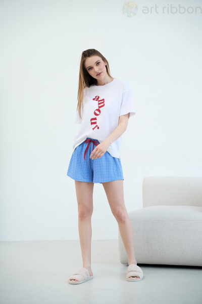 Майка и шорты в уютном комплекте для домашнего отдыха Art Ribbon G1012 - фото 4