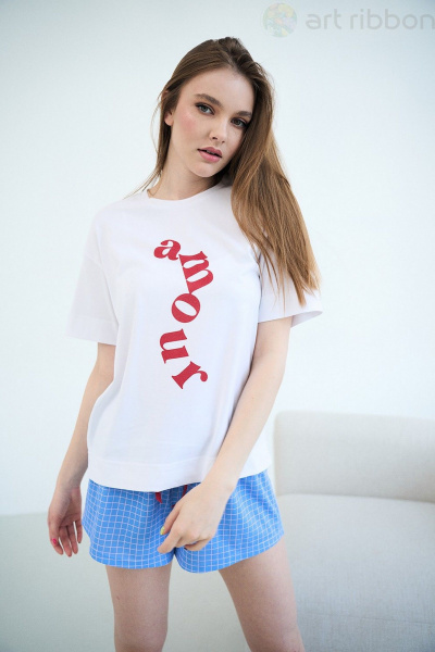 Майка и шорты в уютном комплекте для домашнего отдыха Art Ribbon G1012 - фото 1