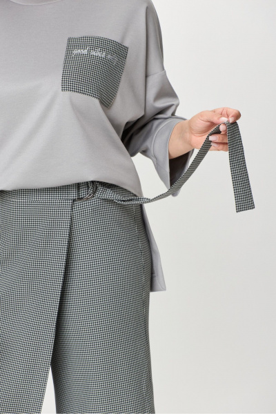 Костюм из кюлотов и джемпера свободного кроя из трикотажа Michel chic 1362/1 серый,клетка - фото 7