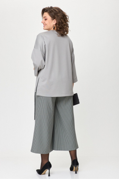 Костюм из кюлотов и джемпера свободного кроя из трикотажа Michel chic 1362/1 серый,клетка - фото 5
