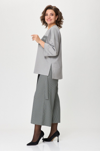 Костюм из кюлотов и джемпера свободного кроя из трикотажа Michel chic 1362/1 серый,клетка - фото 4