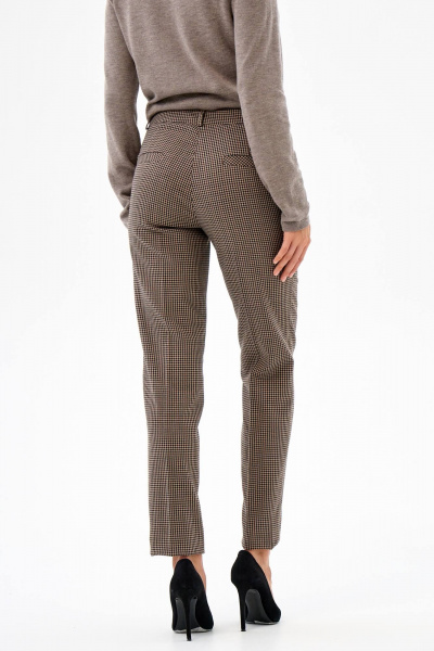 Брюки женские классические с высокой талией коричневые из текстиля IUKONA 1678 гусиная_лапка - фото 4