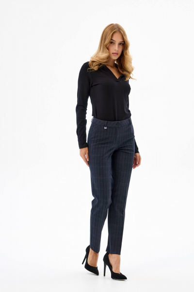 Брюки женские классические с высокой талией синий из текстиля IUKONA 1678 синяя_клетка - фото 6