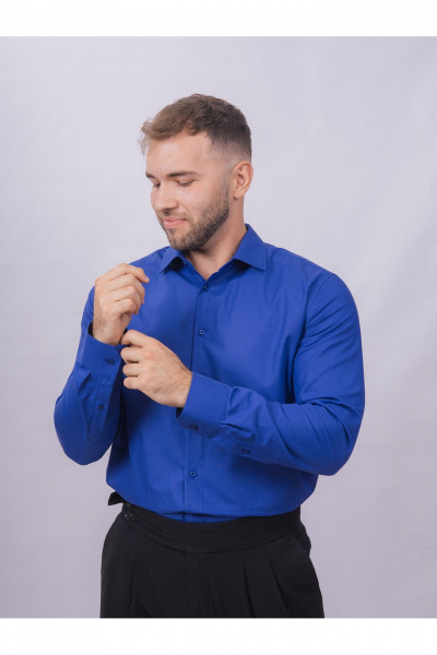 Деловая рубашка slim из хлопка с классическим воротником Nadex 01-061811/201-24 классический_синий_мини-оксфоррд - фото 16