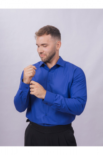 Деловая рубашка slim из хлопка с классическим воротником Nadex 01-061811/201-24 классический_синий_мини-оксфоррд - фото 15