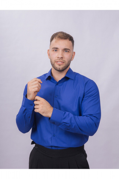 Деловая рубашка slim из хлопка с классическим воротником Nadex 01-061811/201-24 классический_синий_мини-оксфоррд - фото 14