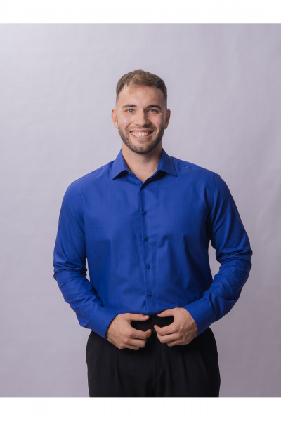 Деловая рубашка slim из хлопка с классическим воротником Nadex 01-061811/201-24 классический_синий_мини-оксфоррд - фото 9