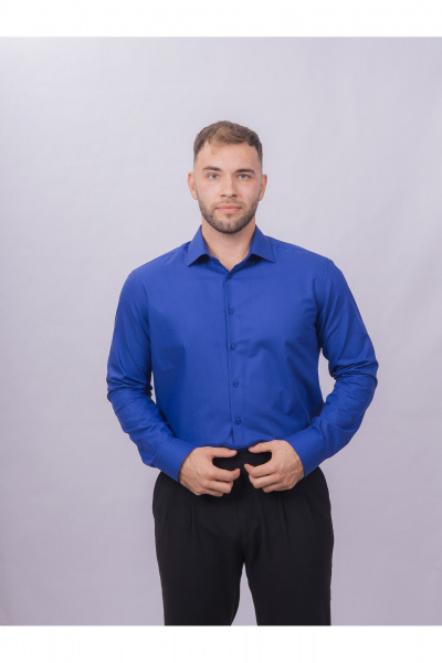 Деловая рубашка slim из хлопка с классическим воротником Nadex 01-061811/201-24 классический_синий_мини-оксфоррд - фото 8