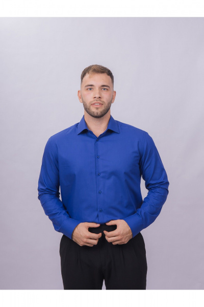 Деловая рубашка slim из хлопка с классическим воротником Nadex 01-061811/201-24 классический_синий_мини-оксфоррд - фото 7