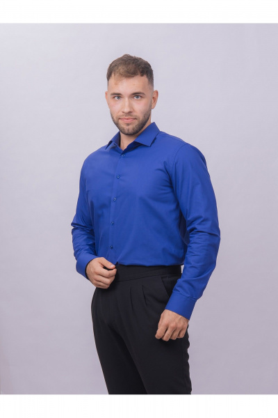 Деловая рубашка slim из хлопка с классическим воротником Nadex 01-061811/201-24 классический_синий_мини-оксфоррд - фото 1