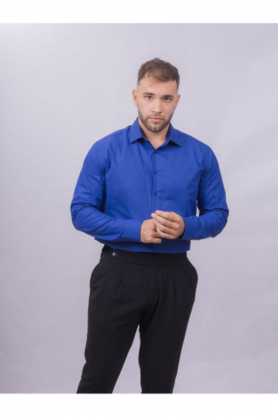 Деловая рубашка slim из хлопка с классическим воротником Nadex 01-061811/201-24 классический_синий_мини-оксфоррд - фото 2