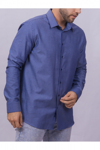 Рубашка slim из хлопка с классическим воротником Nadex 01-061811/201-24 темно-джинсовый_мини-оксфоррд - фото 15