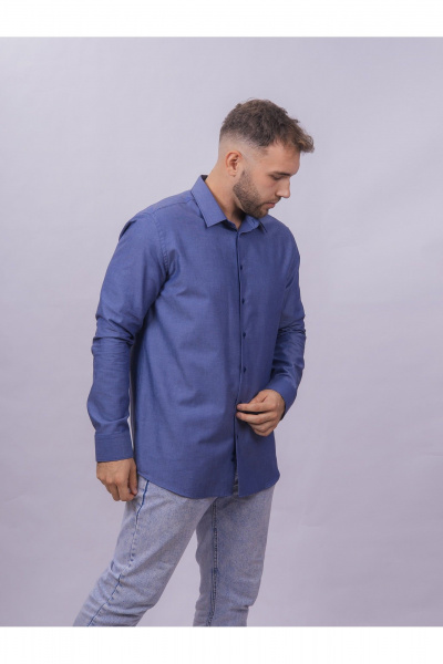 Рубашка slim из хлопка с классическим воротником Nadex 01-061811/201-24 темно-джинсовый_мини-оксфоррд - фото 14