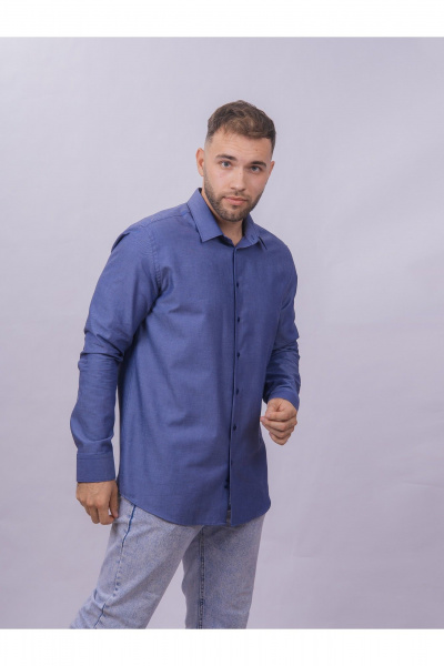 Рубашка slim из хлопка с классическим воротником Nadex 01-061811/201-24 темно-джинсовый_мини-оксфоррд - фото 13