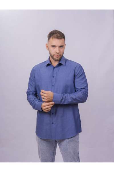 Рубашка slim из хлопка с классическим воротником Nadex 01-061811/201-24 темно-джинсовый_мини-оксфоррд - фото 12