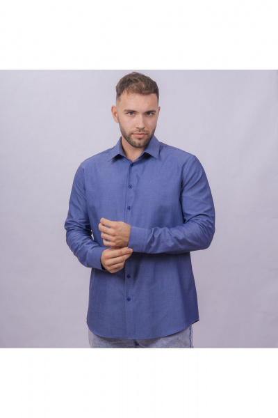 Рубашка slim из хлопка с классическим воротником Nadex 01-061811/201-24 темно-джинсовый_мини-оксфоррд - фото 11