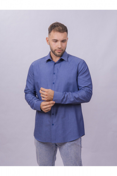 Рубашка slim из хлопка с классическим воротником Nadex 01-061811/201-24 темно-джинсовый_мини-оксфоррд - фото 10