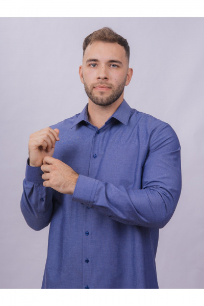 Рубашка slim из хлопка с классическим воротником Nadex 01-061811/201-24 темно-джинсовый_мини-оксфоррд - фото 7