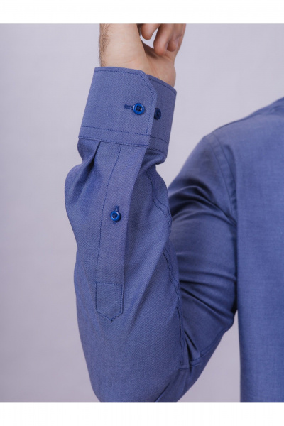 Рубашка slim из хлопка с классическим воротником Nadex 01-061811/201-24 темно-джинсовый_мини-оксфоррд - фото 5