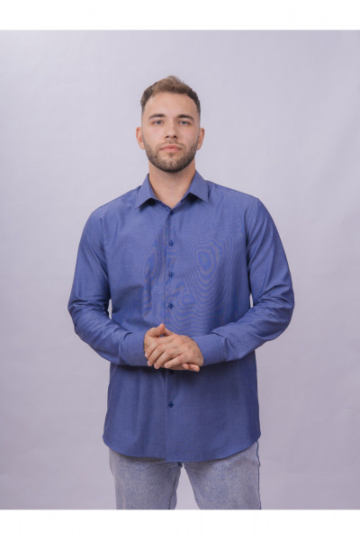 Рубашка slim из хлопка с классическим воротником Nadex 01-061811/201-24 темно-джинсовый_мини-оксфоррд - фото 3