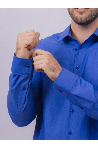 Классическая хлопковая рубашка slim из хлопка с воротником Nadex 01-088611/201-24 синий_мини-оксфорд - фото 7