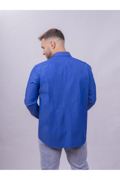 Классическая хлопковая рубашка slim из хлопка с воротником Nadex 01-088611/201-24 синий_мини-оксфорд - фото 4