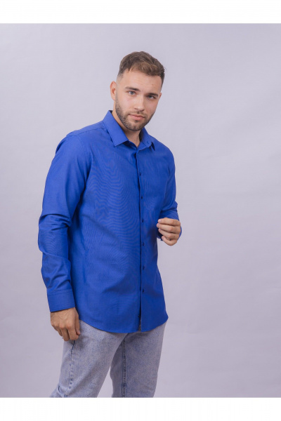 Классическая хлопковая рубашка slim из хлопка с воротником Nadex 01-088611/201-24 синий_мини-оксфорд - фото 3