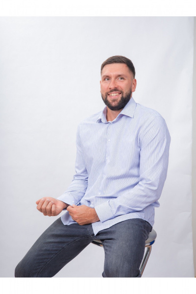 Полосатая классическая рубашка из хлопка с воротником Nadex 01-088812/303-24 бело-серый - фото 10