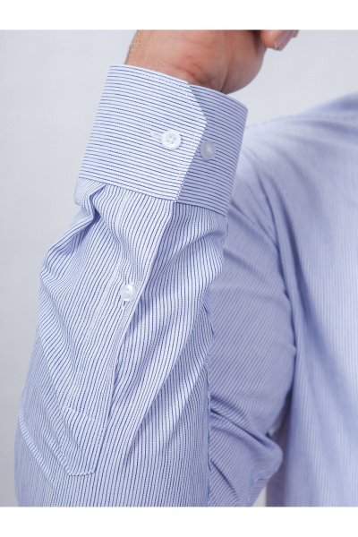 Полосатая классическая рубашка из хлопка с воротником Nadex 01-088812/303-24 бело-серый - фото 4