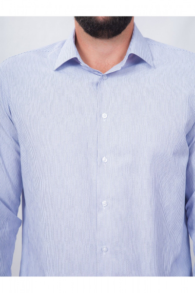 Полосатая классическая рубашка из хлопка с воротником Nadex 01-088812/303-24 бело-серый - фото 3