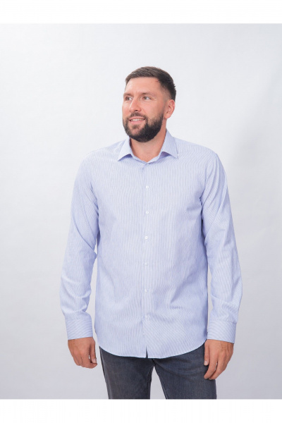 Полосатая классическая рубашка из хлопка с воротником Nadex 01-088812/303-24 бело-серый - фото 2